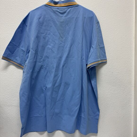 Paul Fredrick Polo Three Button Blue Yellow XXL Golf Short Sleeve - Picture 6 of 6